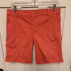 Tory Burch Coral Chino Shorts Roll Tab Preppy Size 27 Cotton